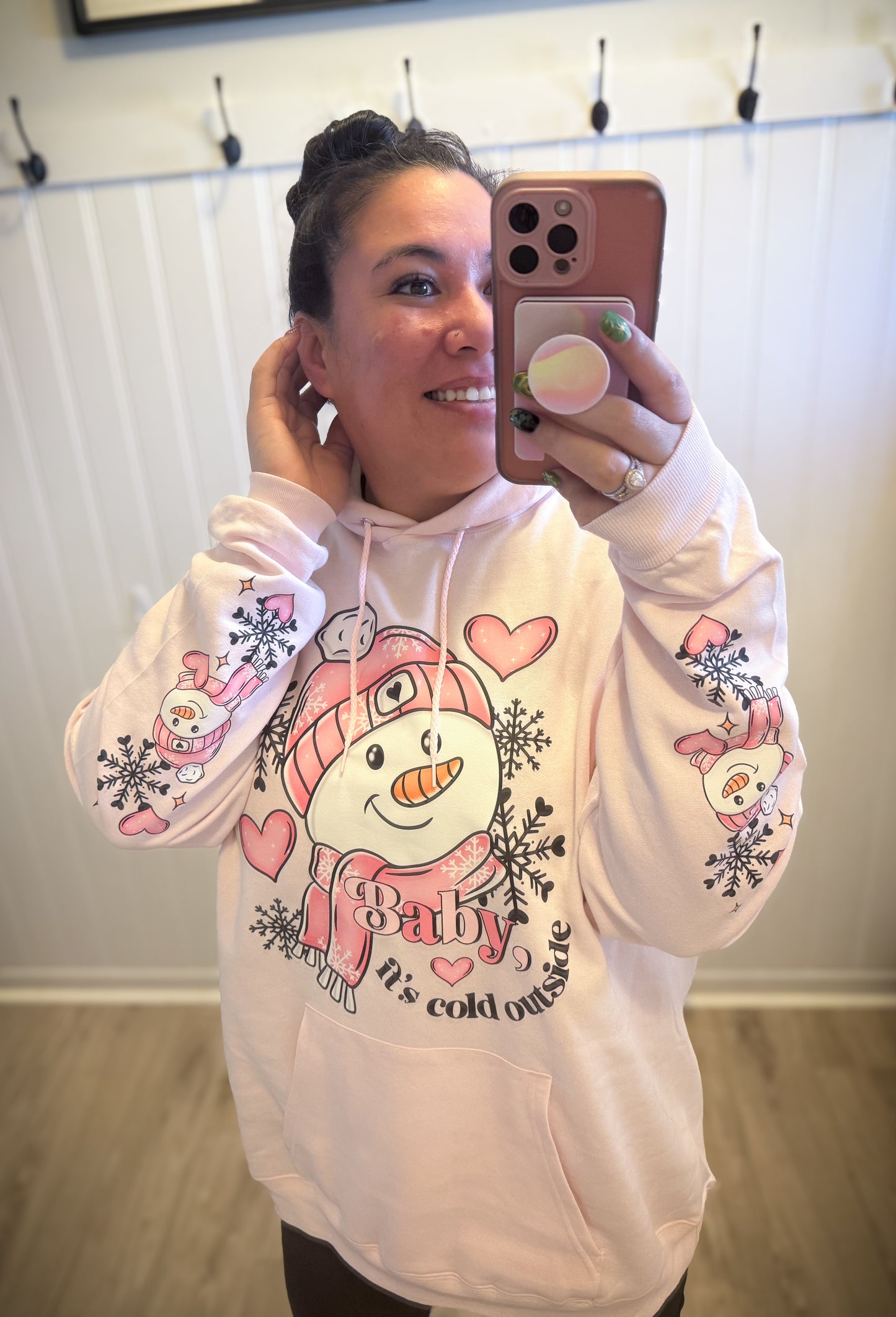 Baby it’s cold outside hoodie with sleeve design