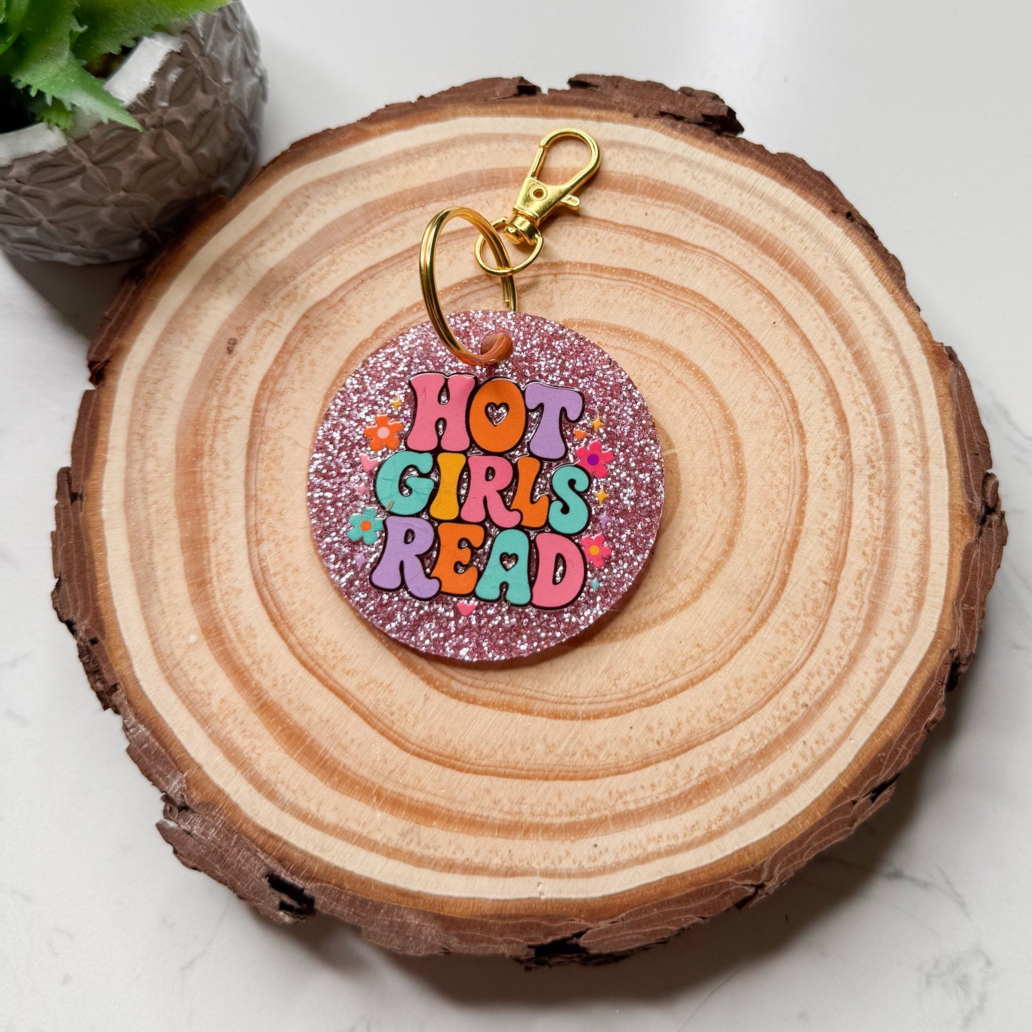 Hot Girls Read keychain