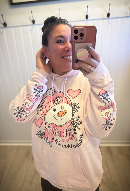 Baby it’s cold outside hoodie with sleeve design