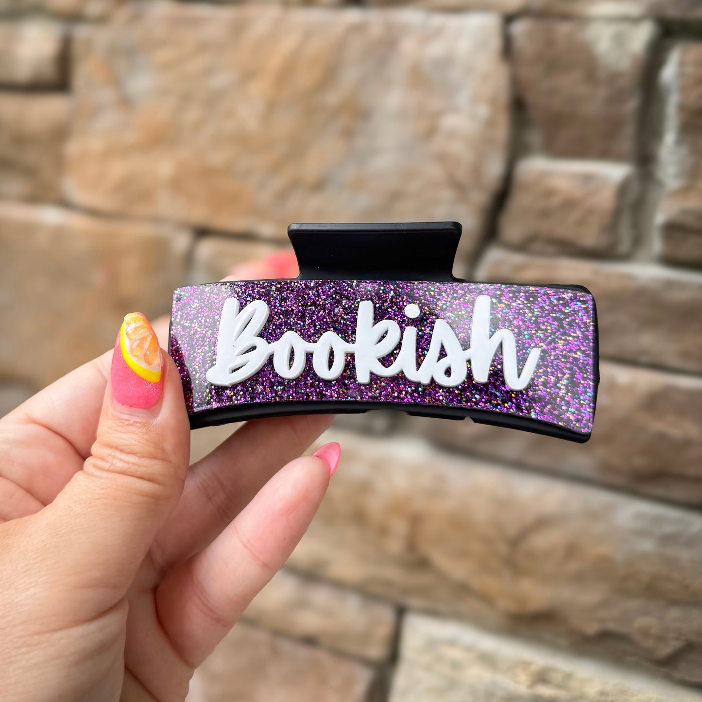 PURPLE Bookish Babe claw hair clip