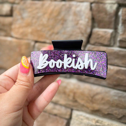 PURPLE Bookish Babe claw hair clip
