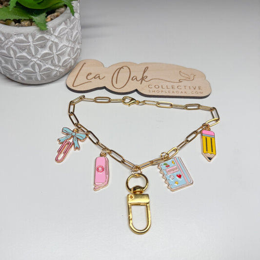 Pink school car charm hanger