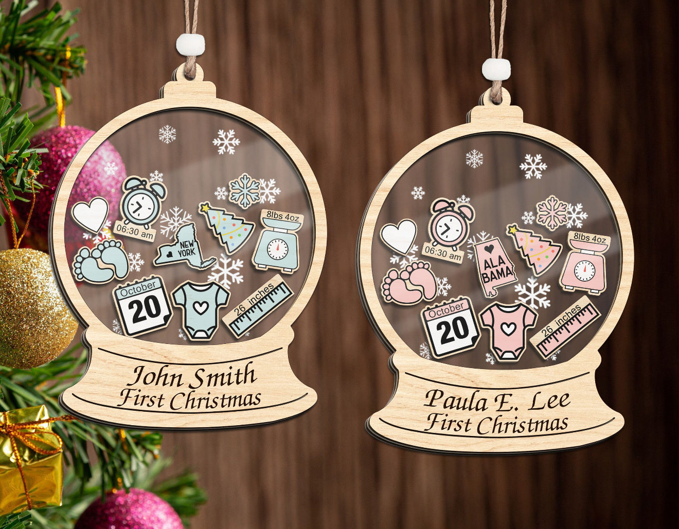 Baby first year shaker ornament