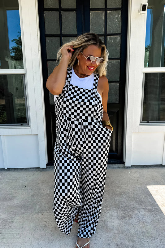 PREORDER - CHECKERED KARLI BOHO OVERALLS