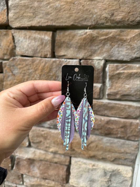 Sweet meadow fringe genuine leather earrings