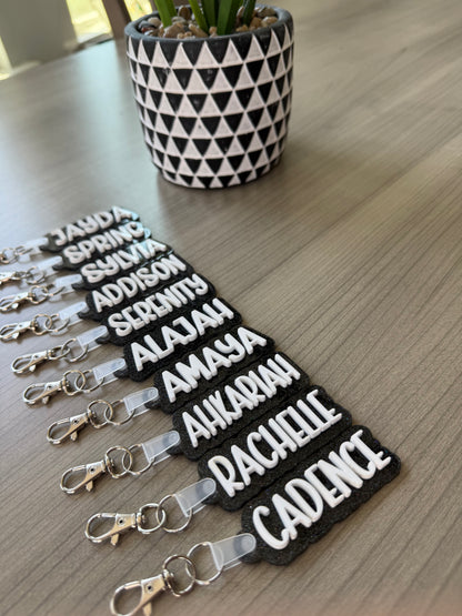 Custom name two-tone glitter keychain