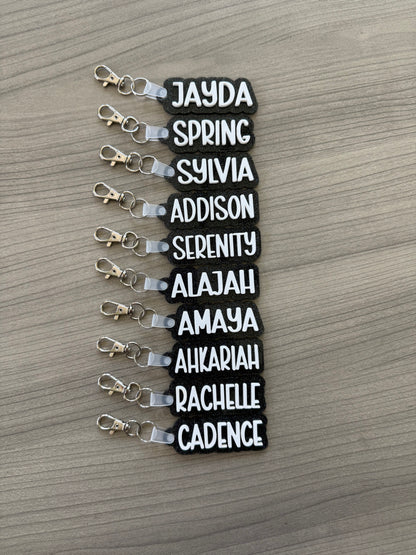 Custom name two-tone glitter keychain