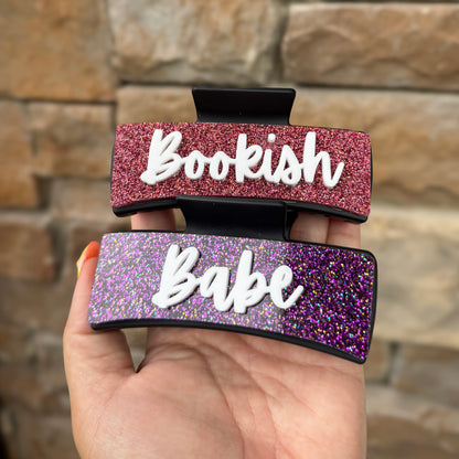 PURPLE Bookish Babe claw hair clip
