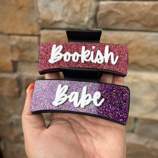 PURPLE Bookish Babe claw hair clip