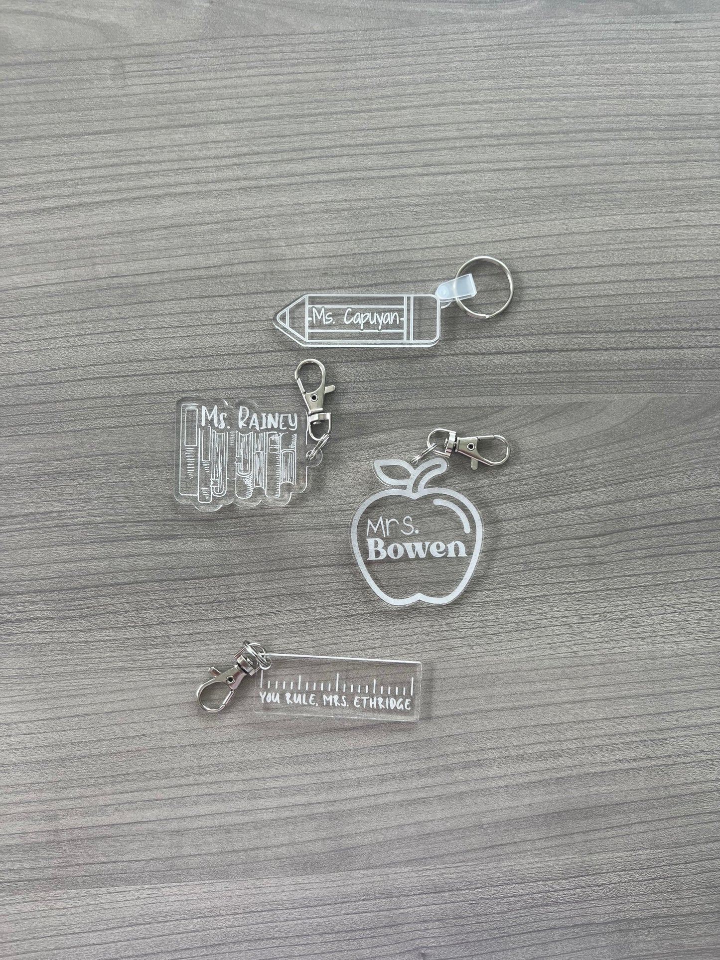 Custom teacher acrylic keychains