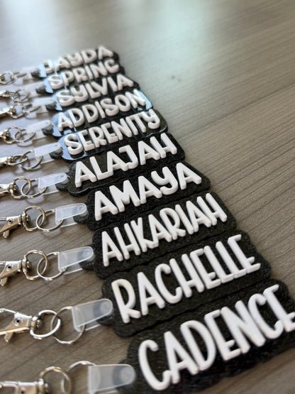 Custom name two-tone glitter keychain
