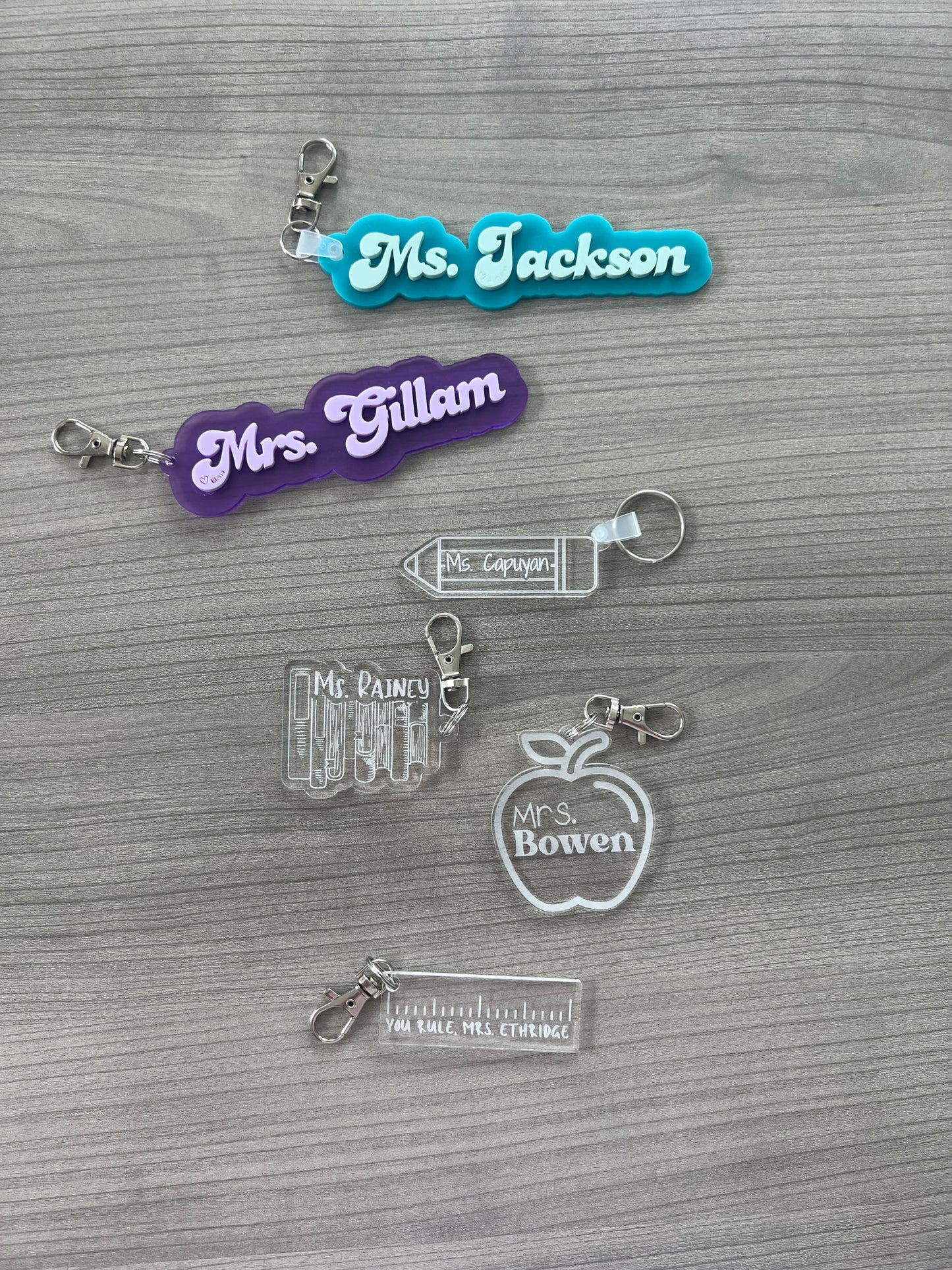 Custom teacher acrylic keychains