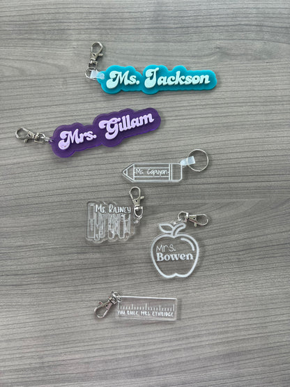 Custom teacher acrylic keychains