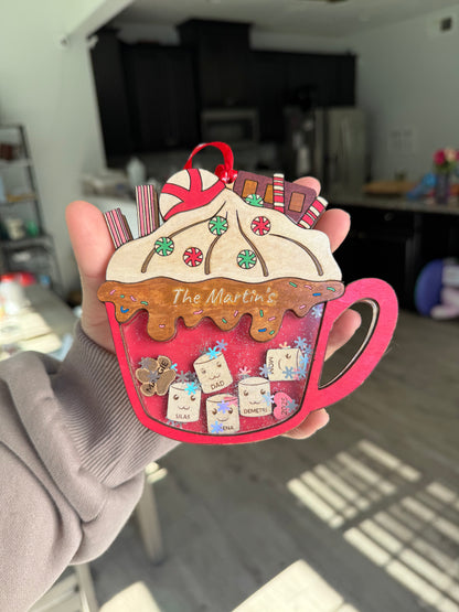 Custom hot cocoa shaker ornament