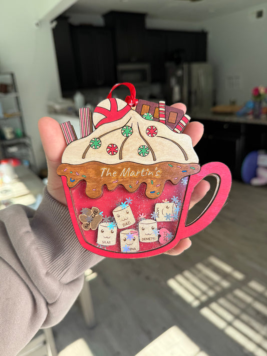 Custom hot cocoa shaker ornament
