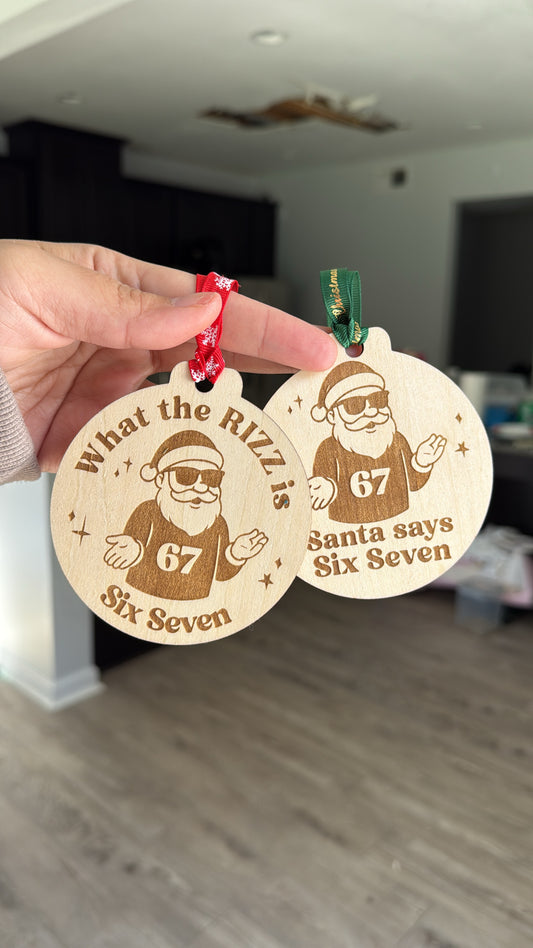 Wooden 6 7 Santa ornaments
