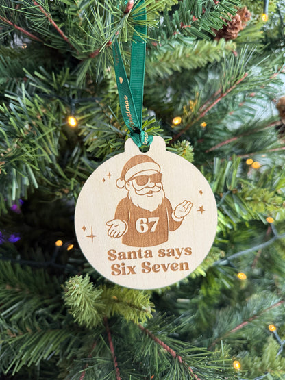 Wooden 6 7 Santa ornaments