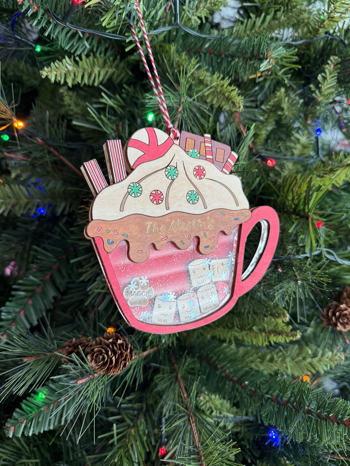 Custom hot cocoa shaker ornament