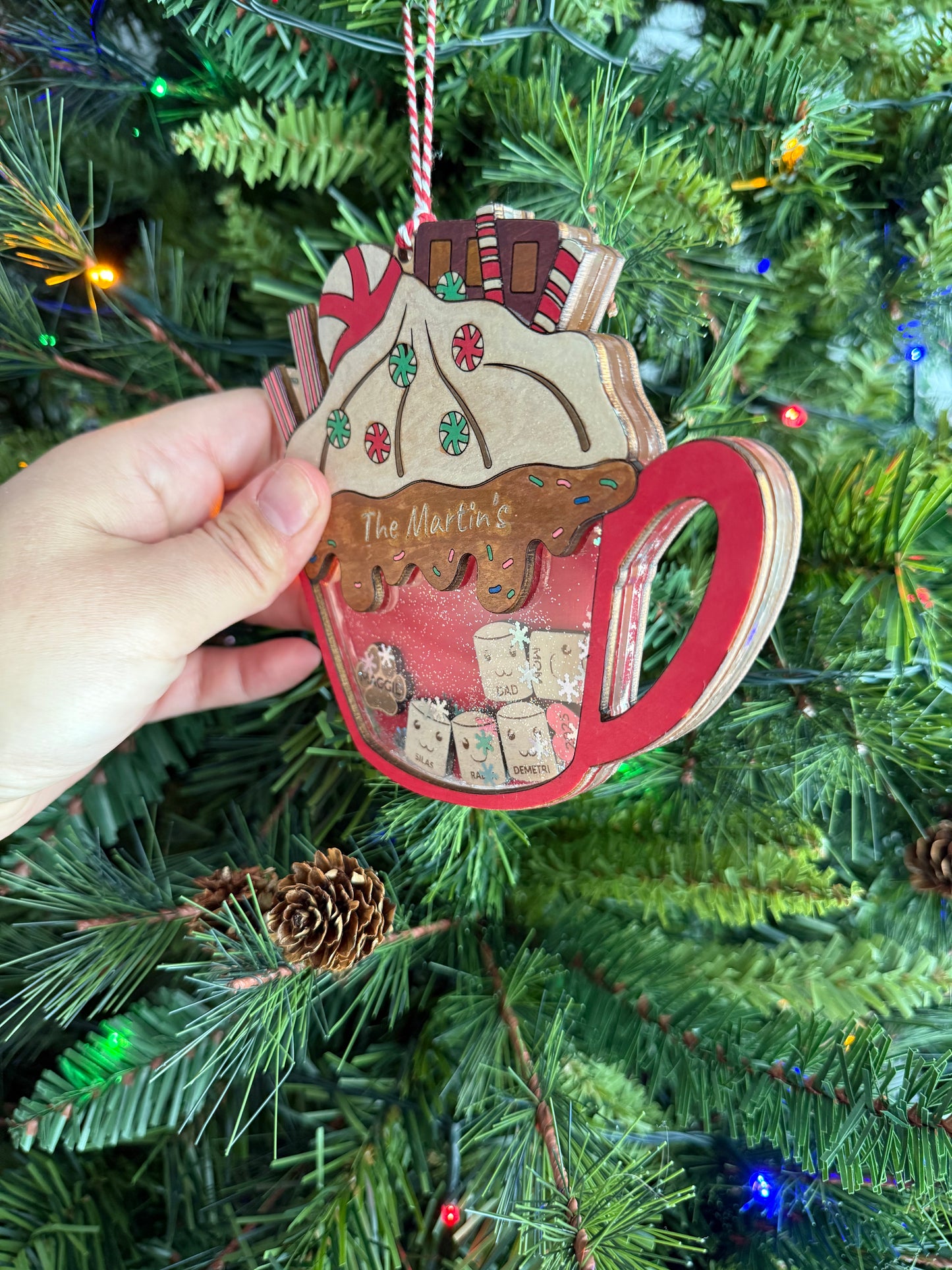 Custom hot cocoa shaker ornament