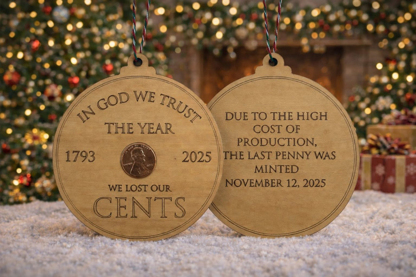 Last penny commemorative ornament (double sided)
