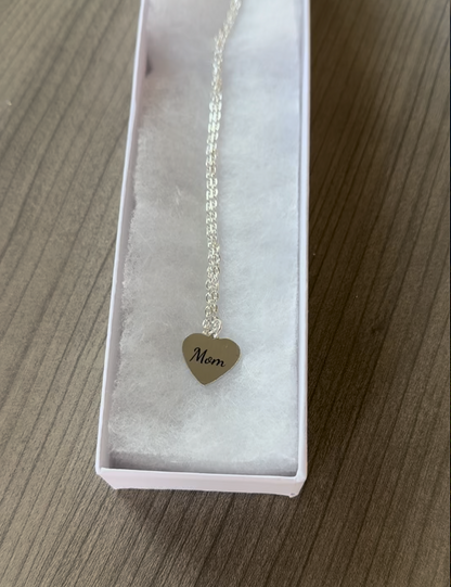 Dainty engraved heart necklace