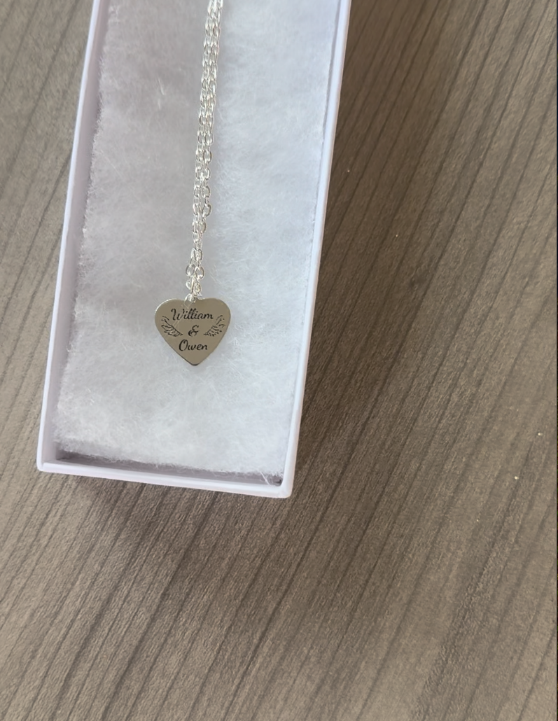 Dainty engraved heart necklace