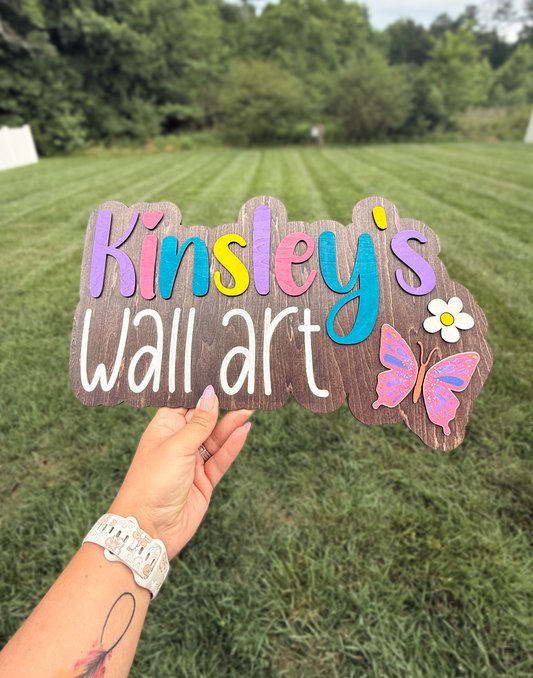 Multi-color custom wooden name sign
