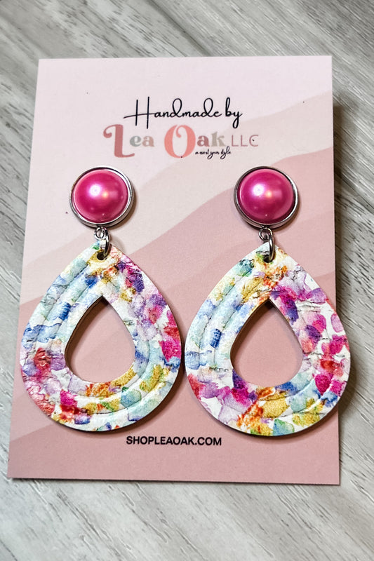Abstract tears leather earrings