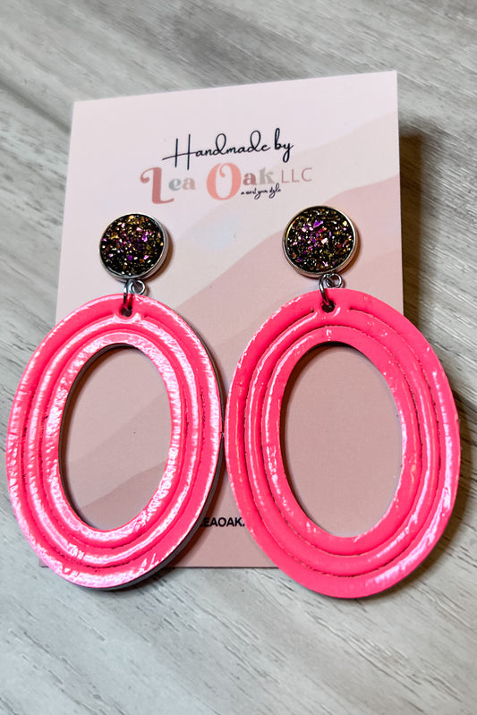 Neon dreams leather earrings