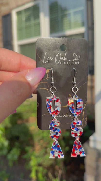 USA drop acrylic earrings