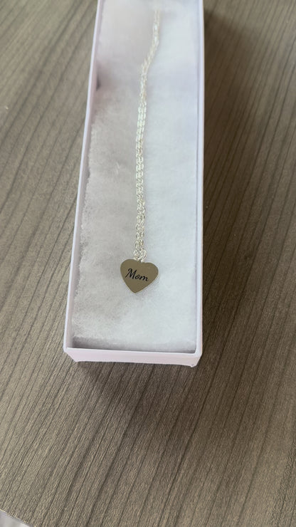 Dainty engraved heart necklace