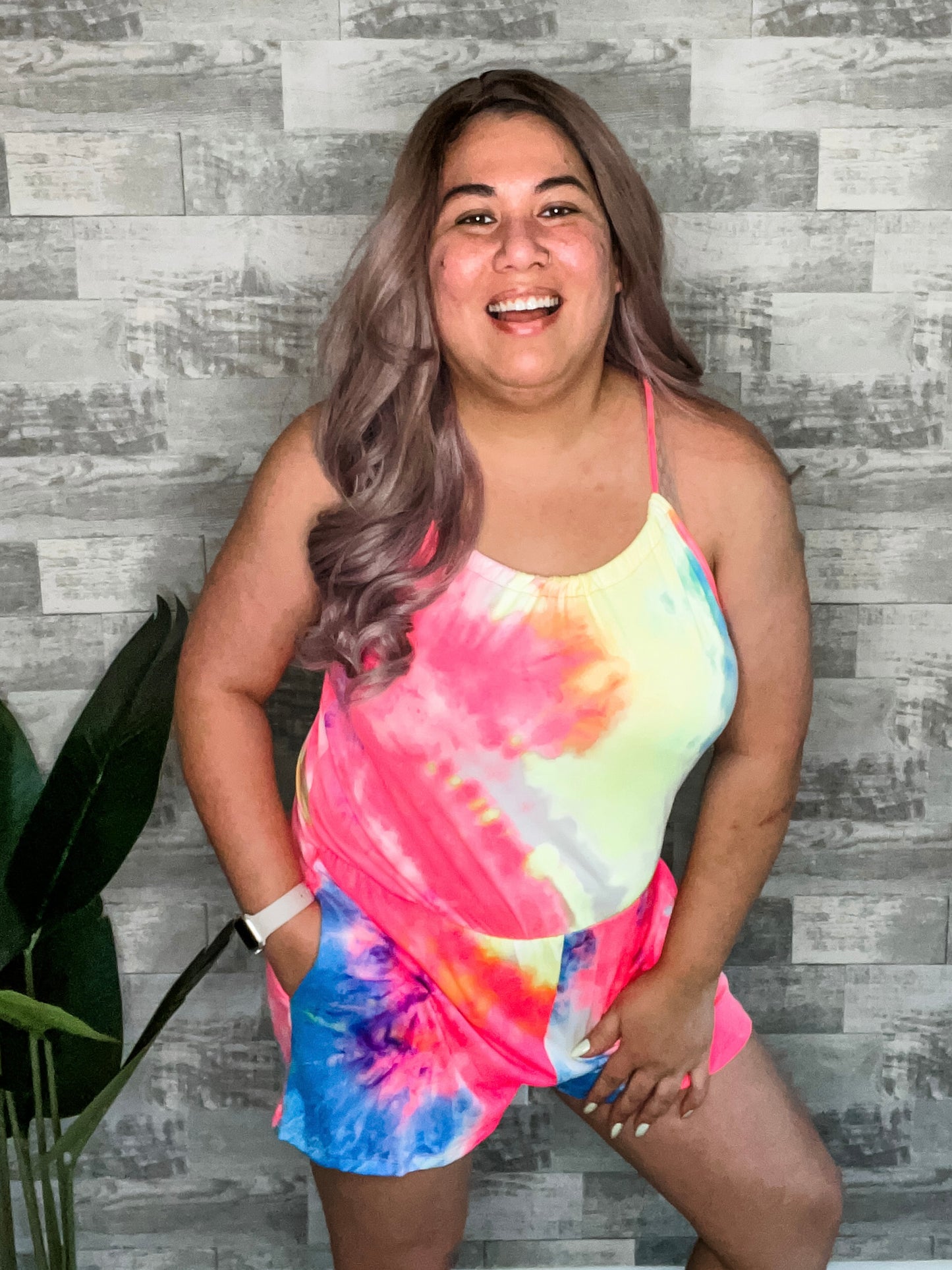 Vibrant tie-dye romper