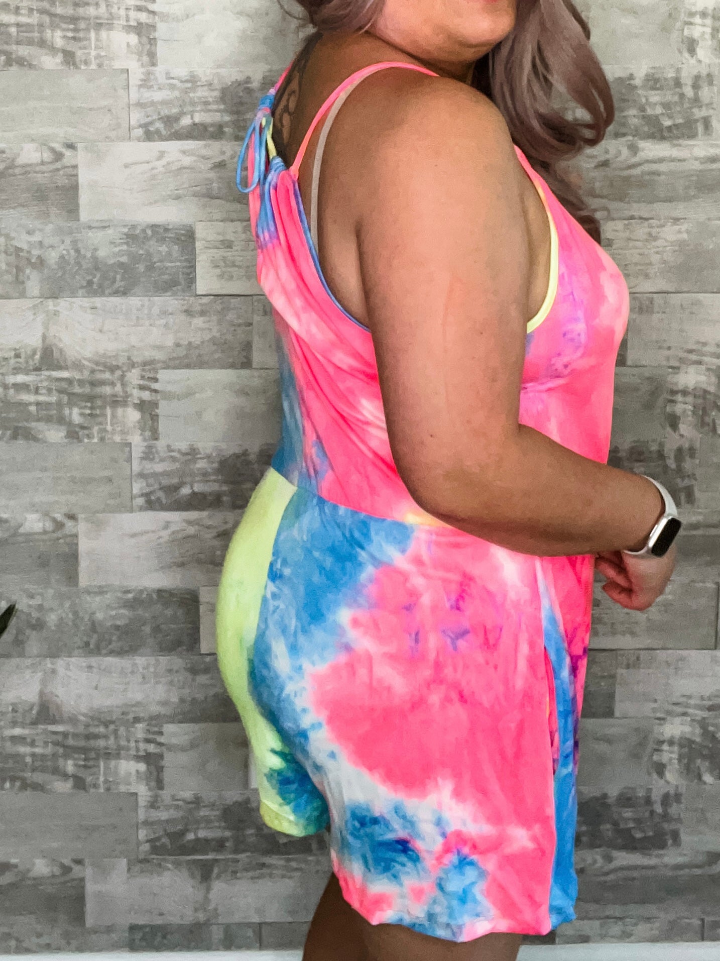 Vibrant tie-dye romper